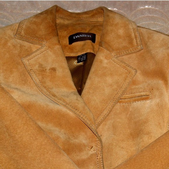 Vintage Danier Tan Brown Suede Leather Jacket, XS / XP - Picture 9 of 16